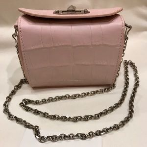 Alexander McQueen pink crocodile nano box bag